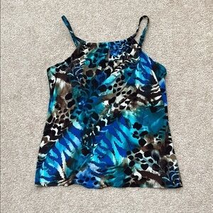 Kirkland Miraclesuit High Neck Keyhole Animal Print Tankini Top Size 10